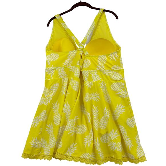 Torrid Swim Dress Size 4X Yellow Pineapple Print Lined Full Coverage Wire Free - Picture 6 of 13